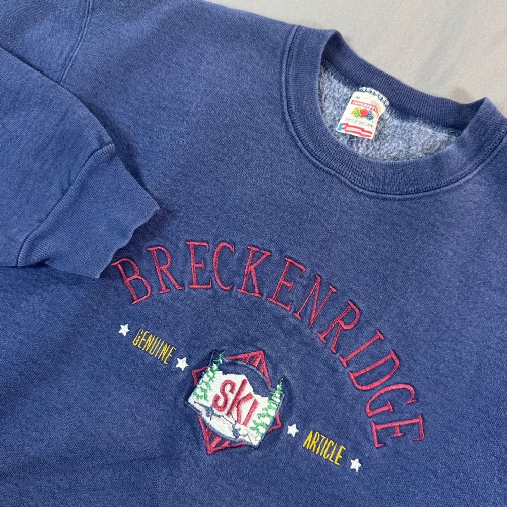 Vintage Fruit of the Loom Breckenridge Ski Sweatshirt Navy Blue Medium USA Made